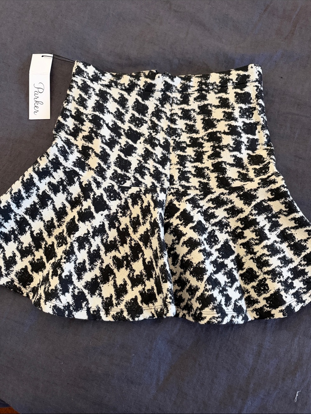 Parker Black and White Houndstooth Circle Skirt